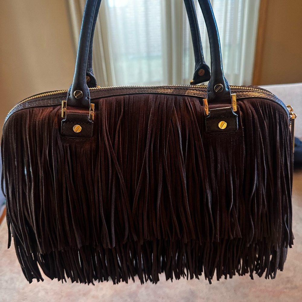 Tory burch brown suede fringe